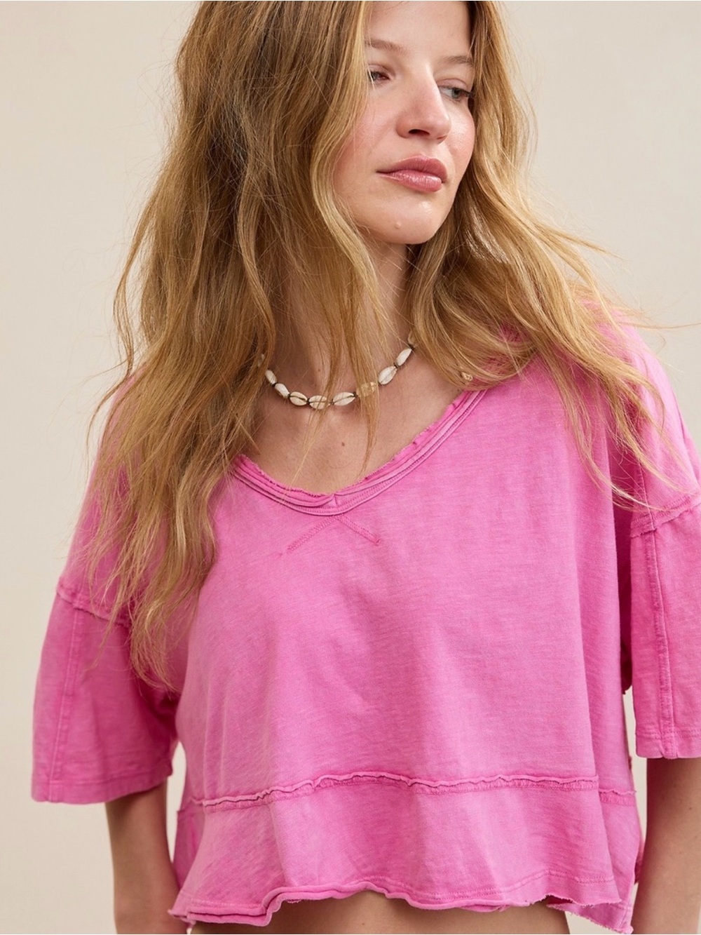 Size S Aerie Happiest Cropped V-neck T